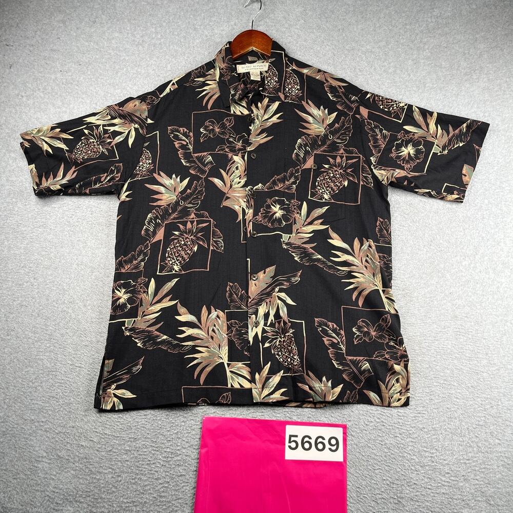 Island Republic Shirt Silk Hawaiian Print Button Up Short Sleeve Mens Medium